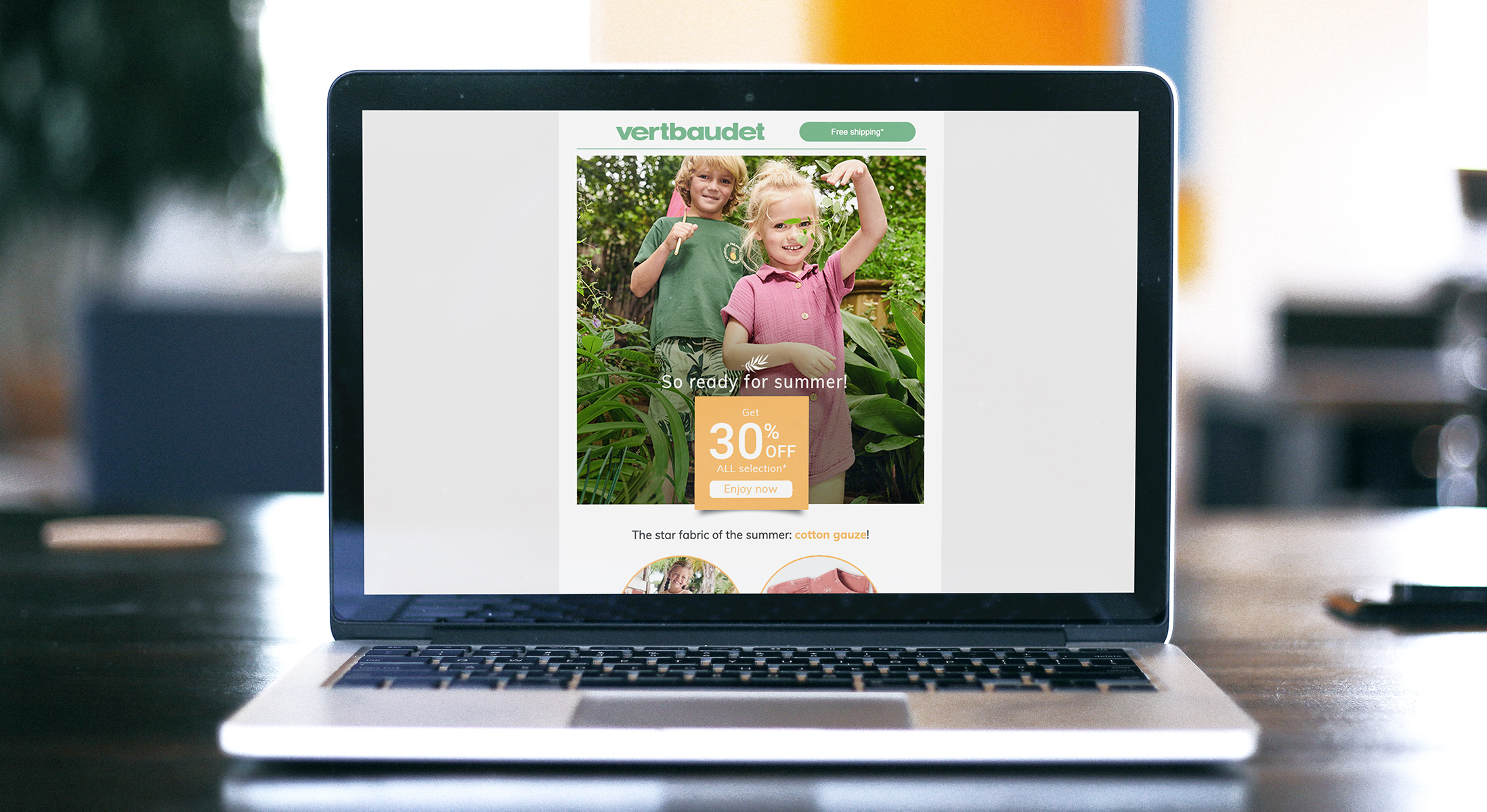 Newsletter da Vertbaudet internacional em inglês