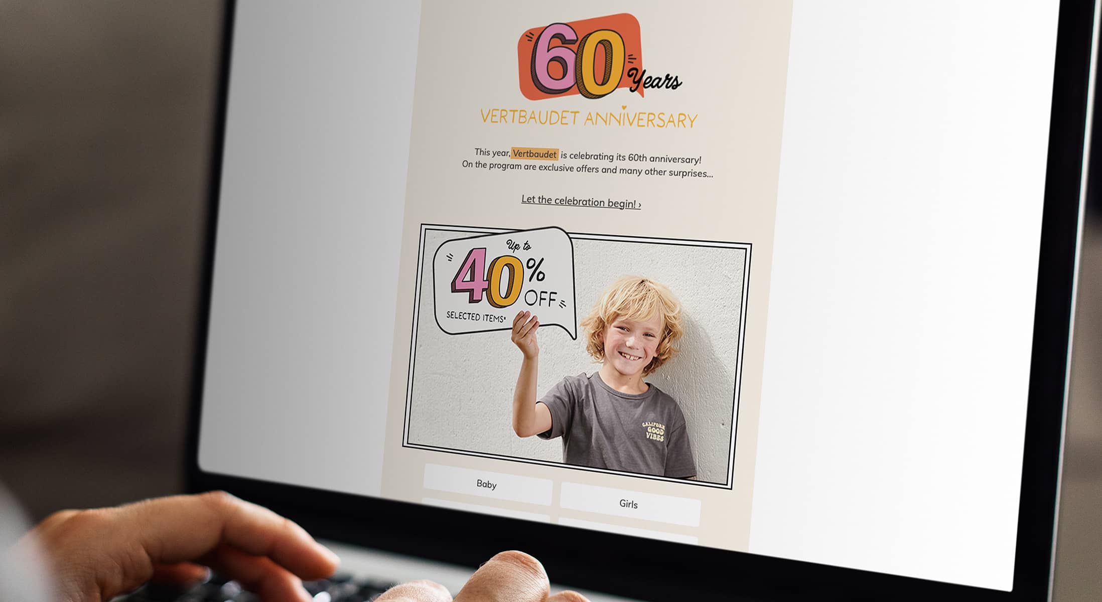 Newsletter da Vertbaudet internacional em inglês